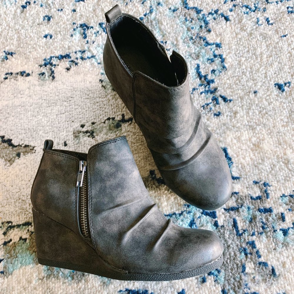 Maurices 3" Grey Wedge Booties